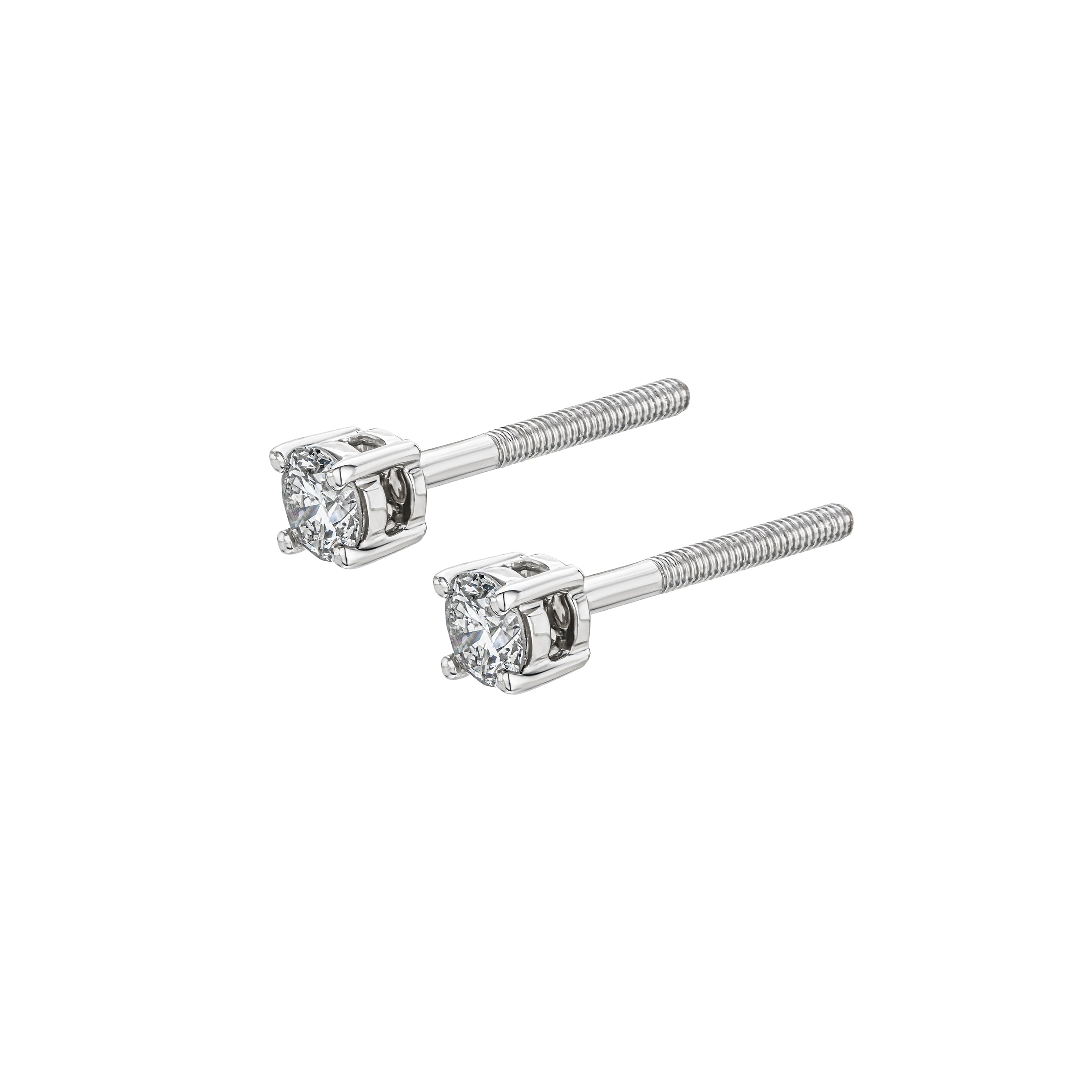 Diamond Earrings 0.20CT Studs Premium Quality in 18K White Gold - 3mm